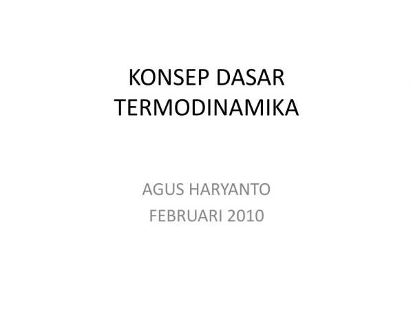 KONSEP DASAR TERMODINAMIKA