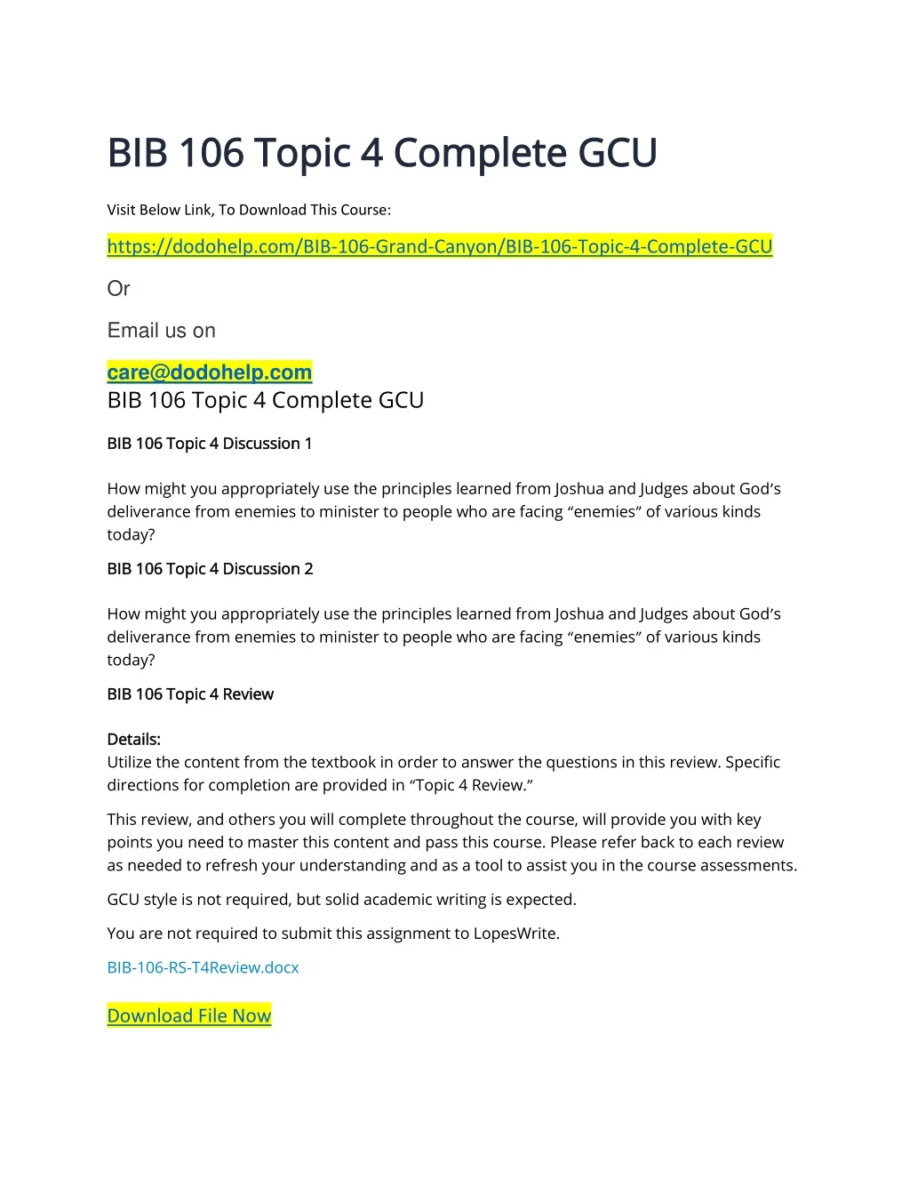 bib 106 topic 4 complete gcu bib 106 topic