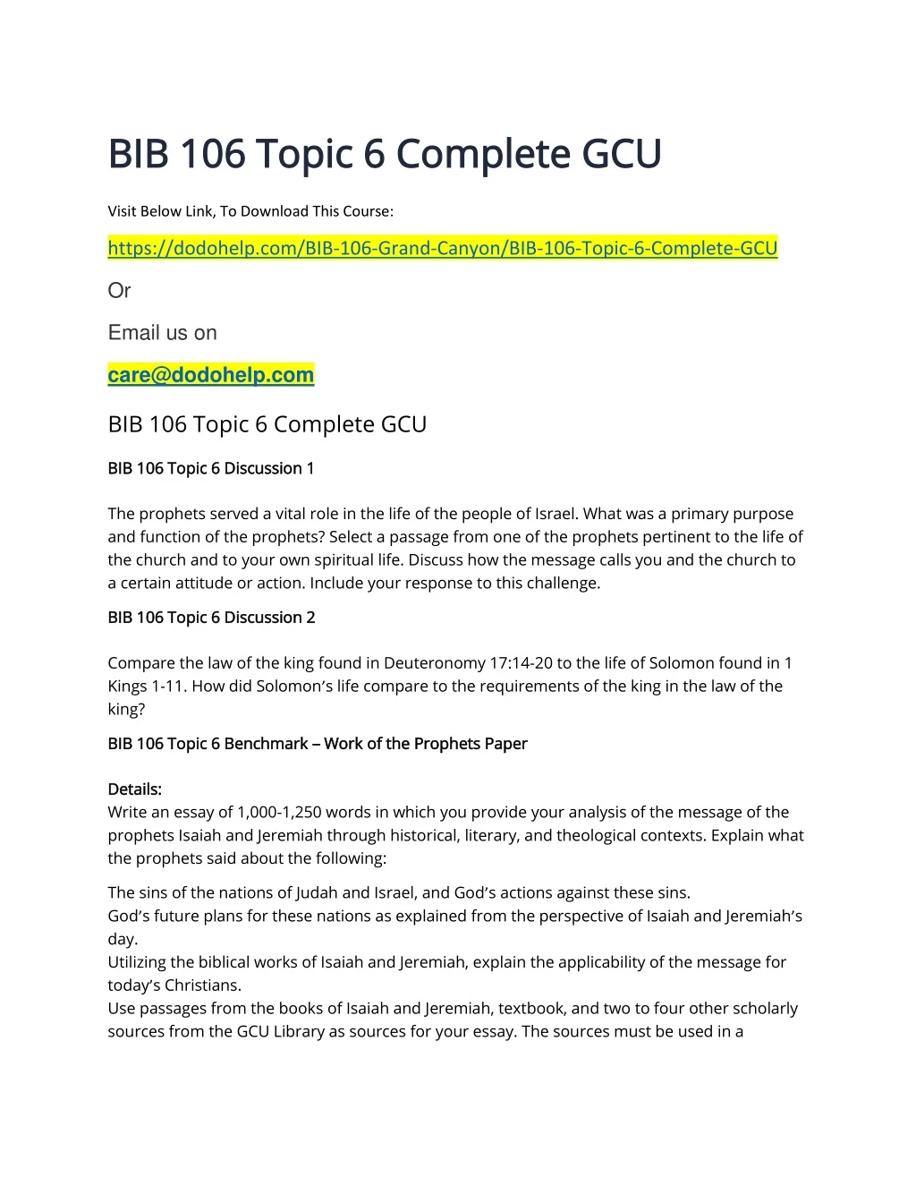 bib 106 topic 6 complete gcu bib 106 topic