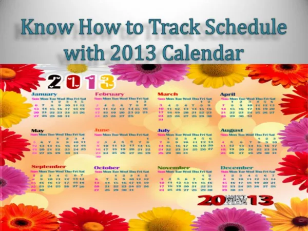 Know How to Track Schedule with 2013 Calendar