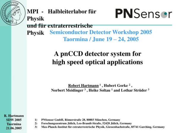 A pnCCD detector system for high speed optical applications