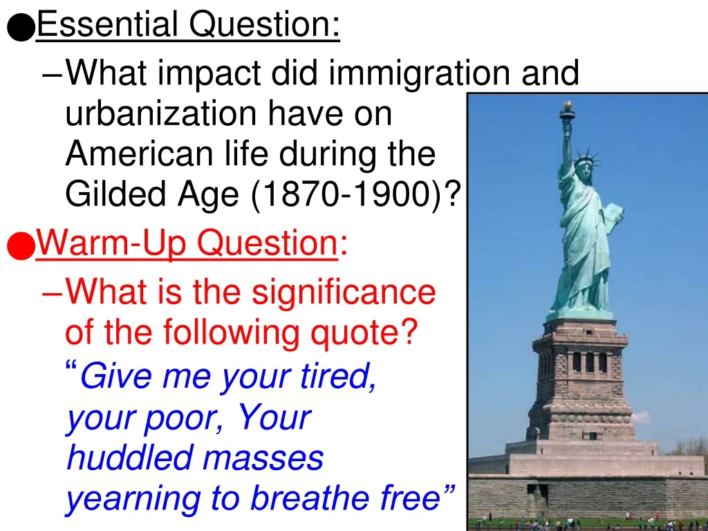 essential question what impact did immigration