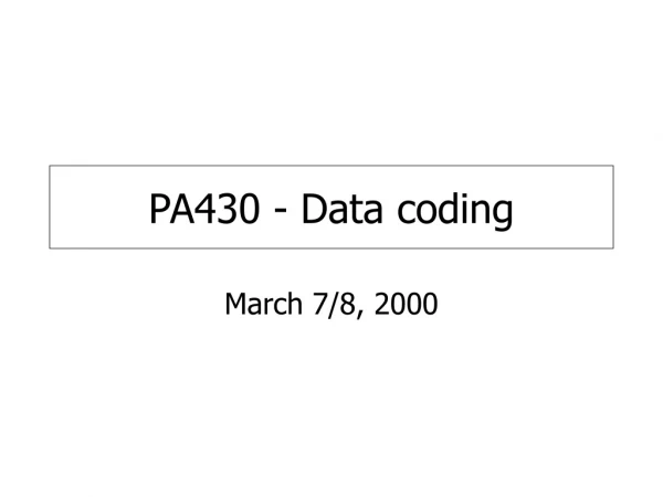 PA430 - Data coding