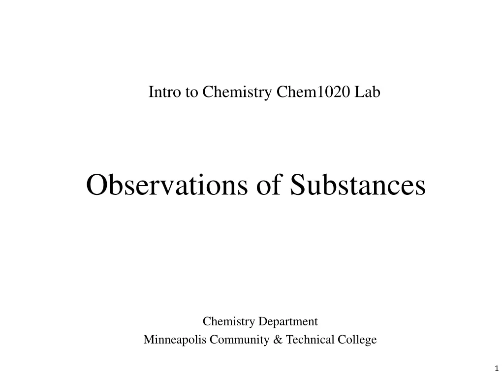 observations of substances