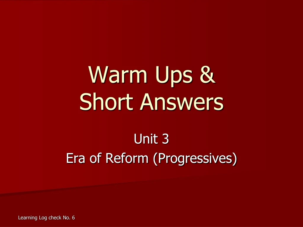 warm ups short answers