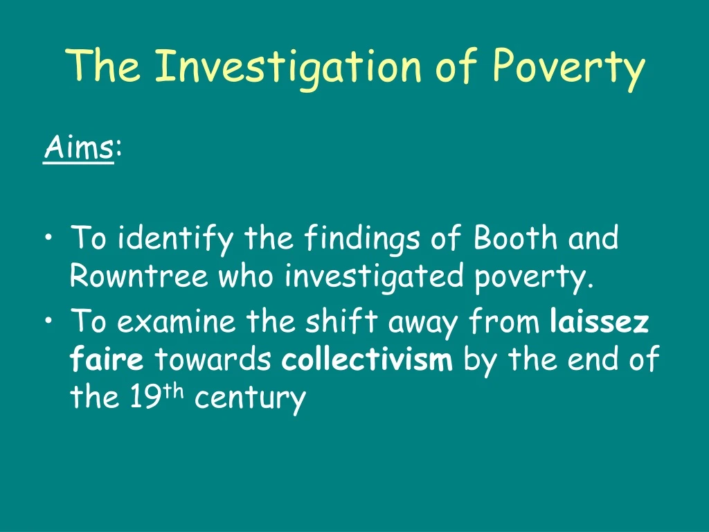 the investigation of poverty