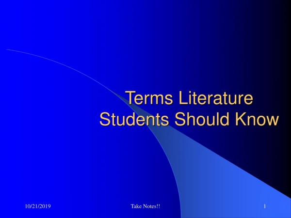 Terms Literature Students Should Know