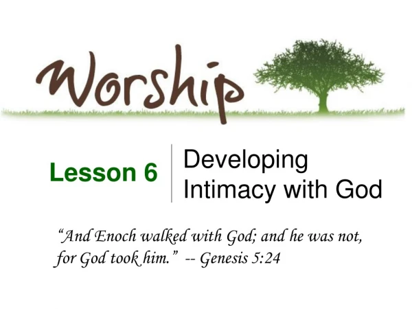 Developing Intimacy with God