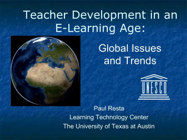 Teacher Development in an E-Learning Age: