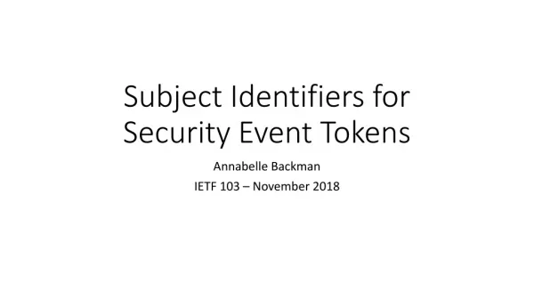 Subject Identifiers for Security Event Tokens