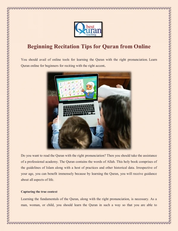 Beginning Recitation Tips for Quran from Online