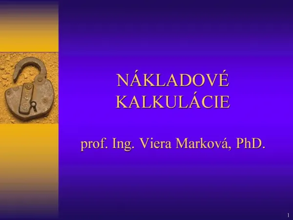 N KLADOV KALKUL CIE prof. Ing. Viera Markov , PhD.