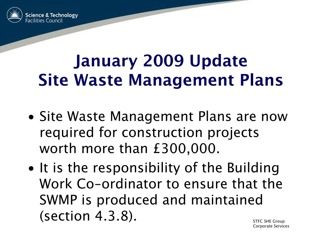 january 2009 update site waste management plans