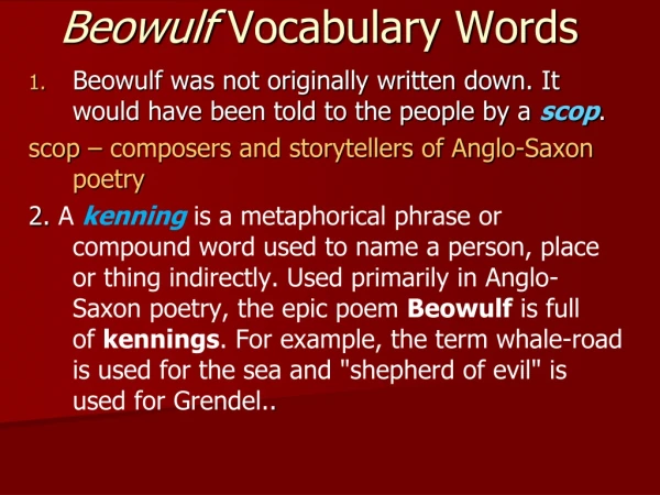 Beowulf Vocabulary Words