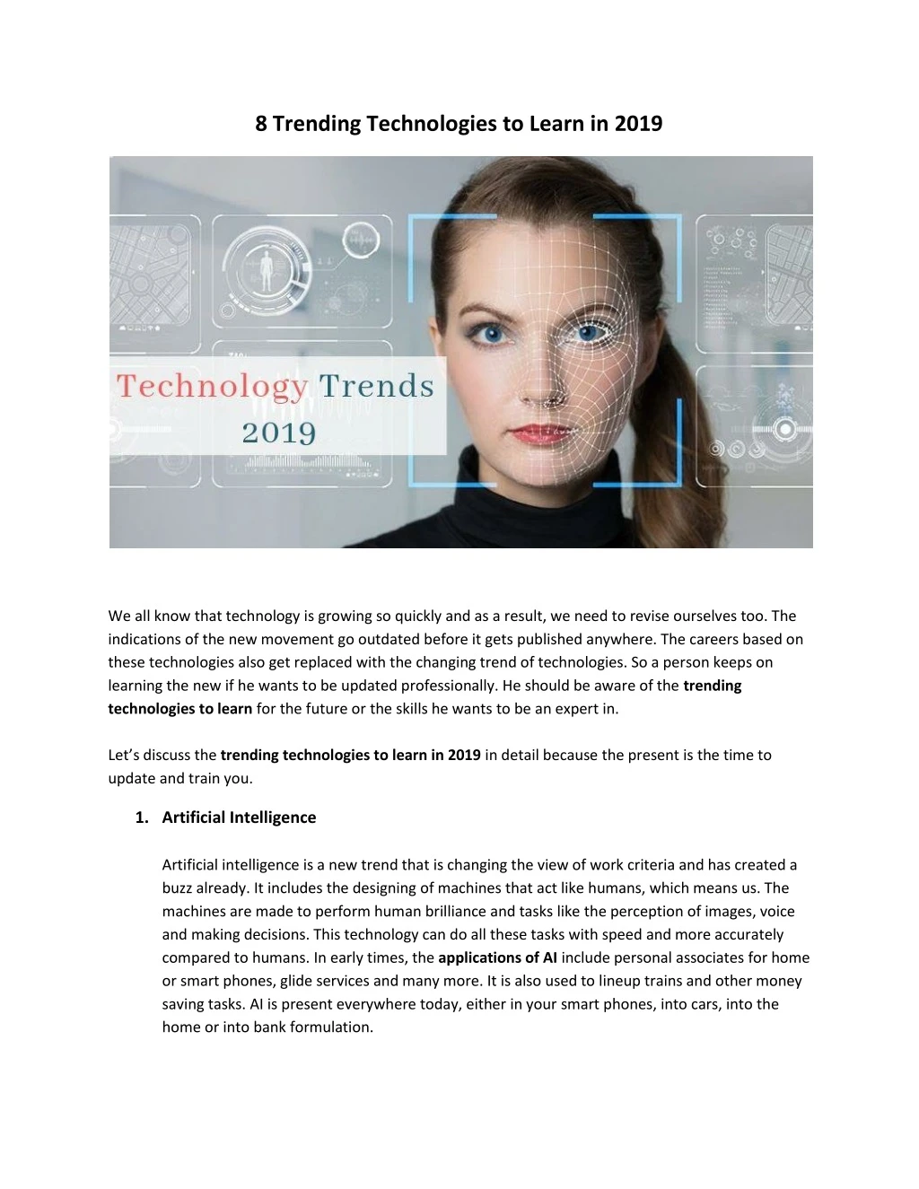 8 trending technologies to learn in 2019