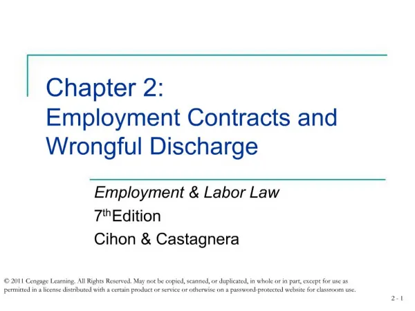 Chapter 2: Employment Contracts and Wrongful Discharge