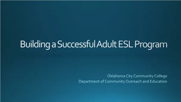 Building a Successful Adult ESL Program