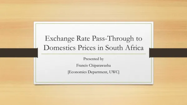 Exchange Rate Pass-Through to Domestics Prices in South Africa