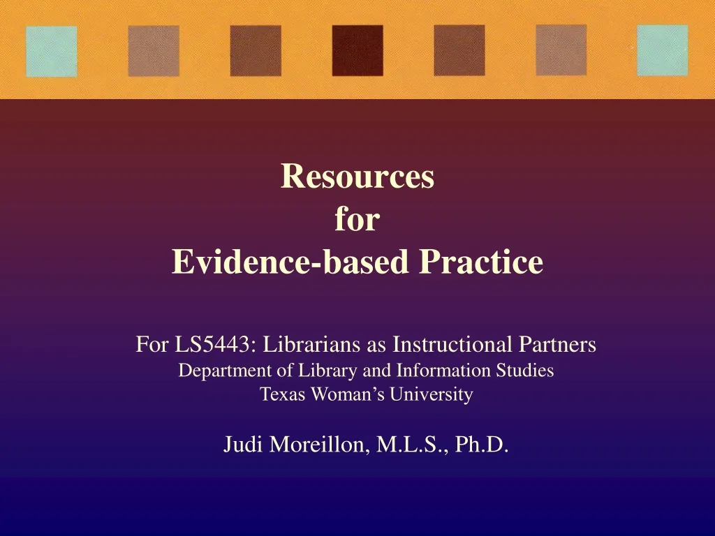 resources for evidence based practice