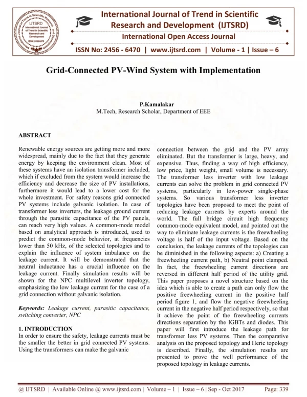 Grid Connected PV Wind System with Implementation
