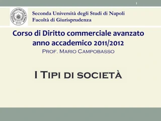 Seconda Universit degli Studi di Napoli Facolt di Giurisprudenza - slide 1