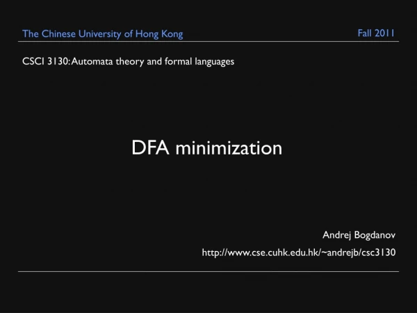 CSCI 3130: Automata theory and formal languages