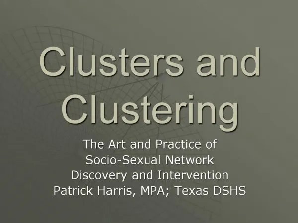 Clusters and Clustering