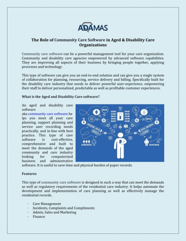 The Role of Community Care Software in Aged & Disability Care Organizations
