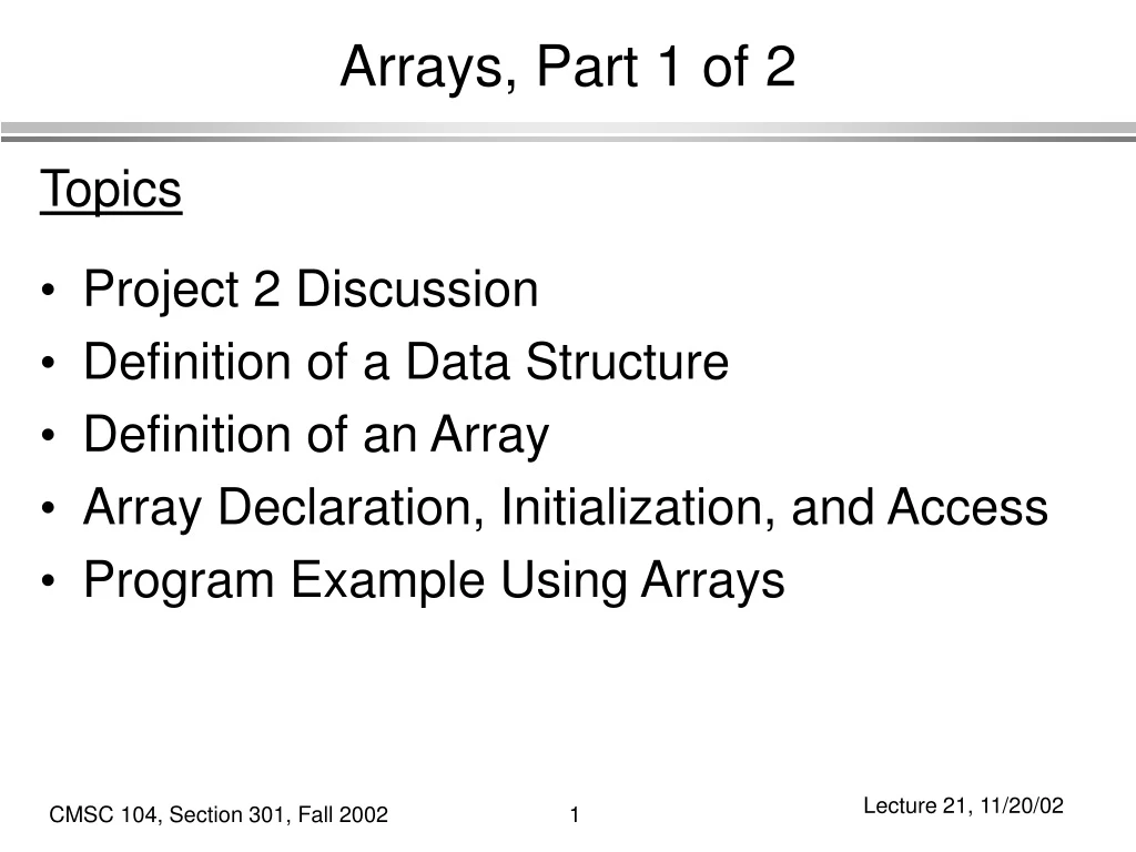 arrays part 1 of 2