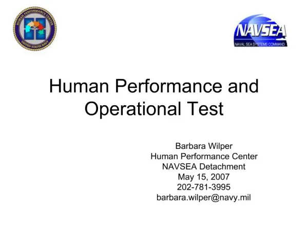 Human Performance and Operational Test