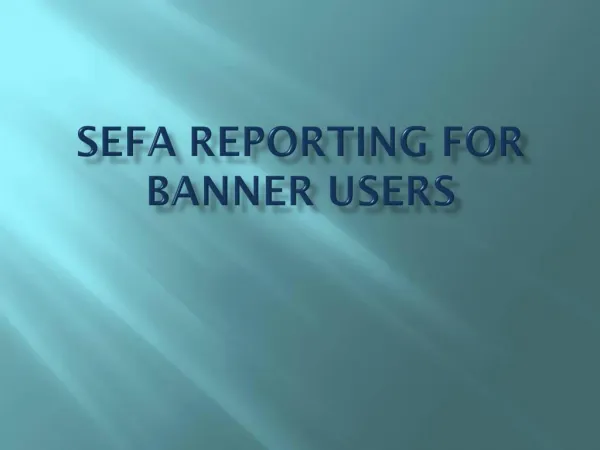 SEFA Reporting for Banner Users