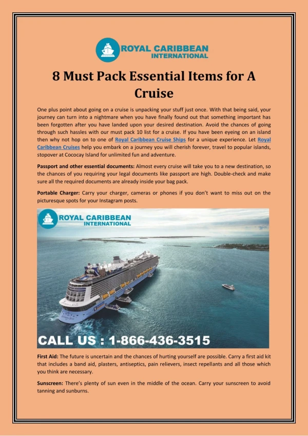 8 Must Pack Essential Items for A Cruise