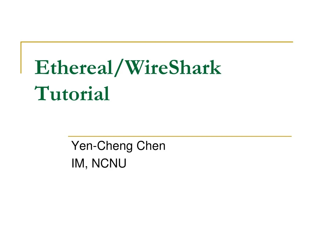 ethereal wireshark tutorial