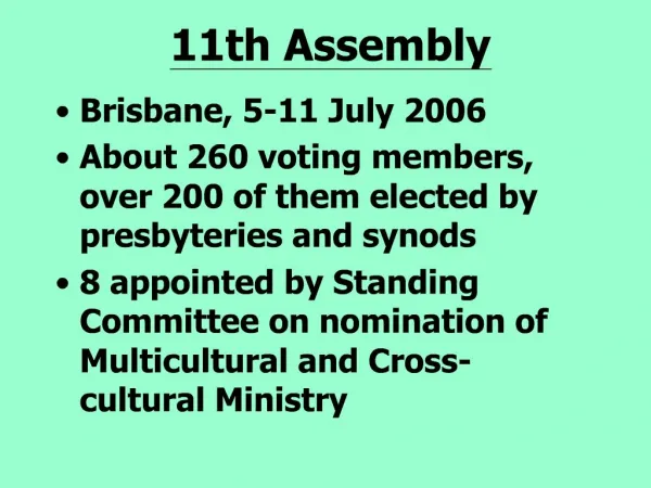 11th Assembly