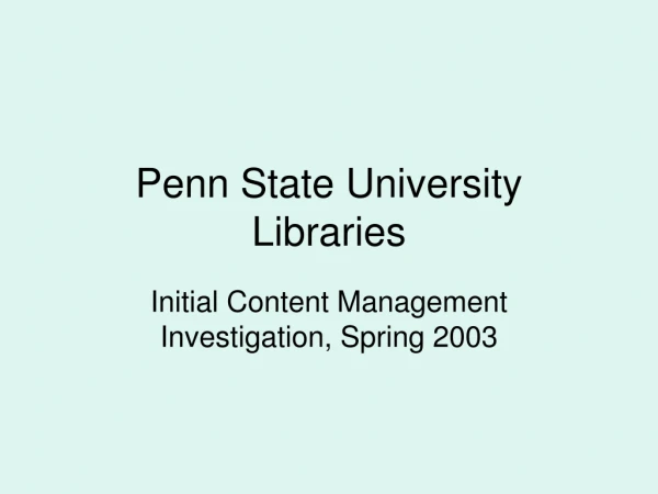 Penn State University Libraries