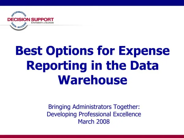 Best Options for Expense Reporting in the Data Warehouse