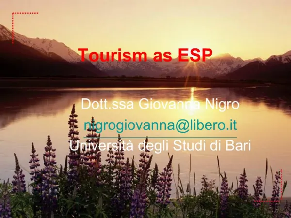 Tourism as ESP