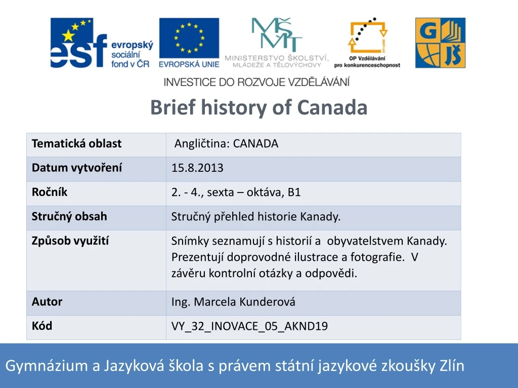 brief h istory of canada