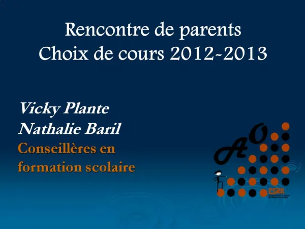 Rencontre de parents Choix de cours 2012-2013