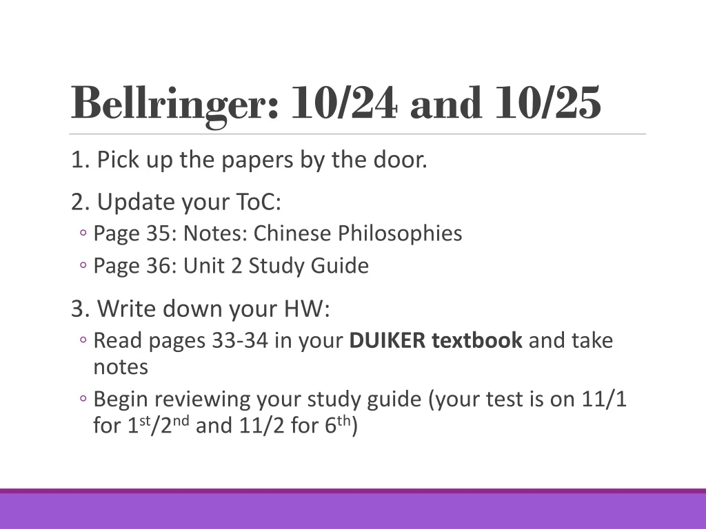 bellringer 10 24 and 10 25