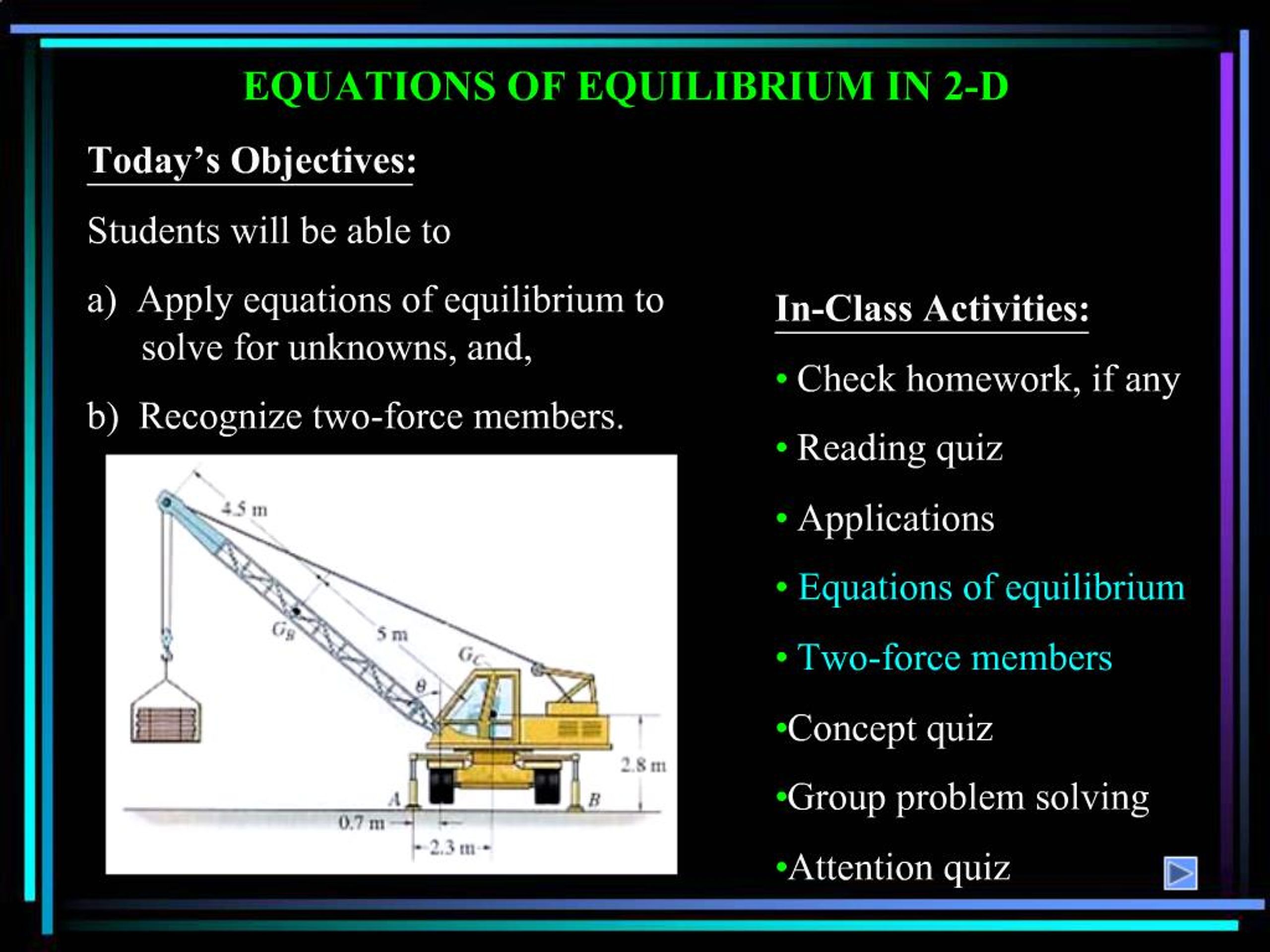 PPT - EQUATIONS OF EQUILIBRIUM IN 2-D PowerPoint Presentation, free ...