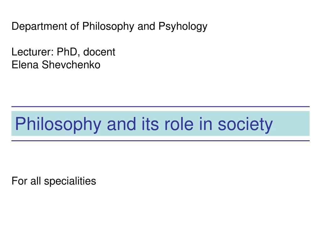 department of philosophy and psyhology lecturer