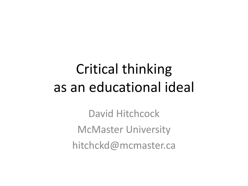 critical thinking as an educational ideal