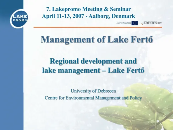 Regional development and lake management – Lake Fertő