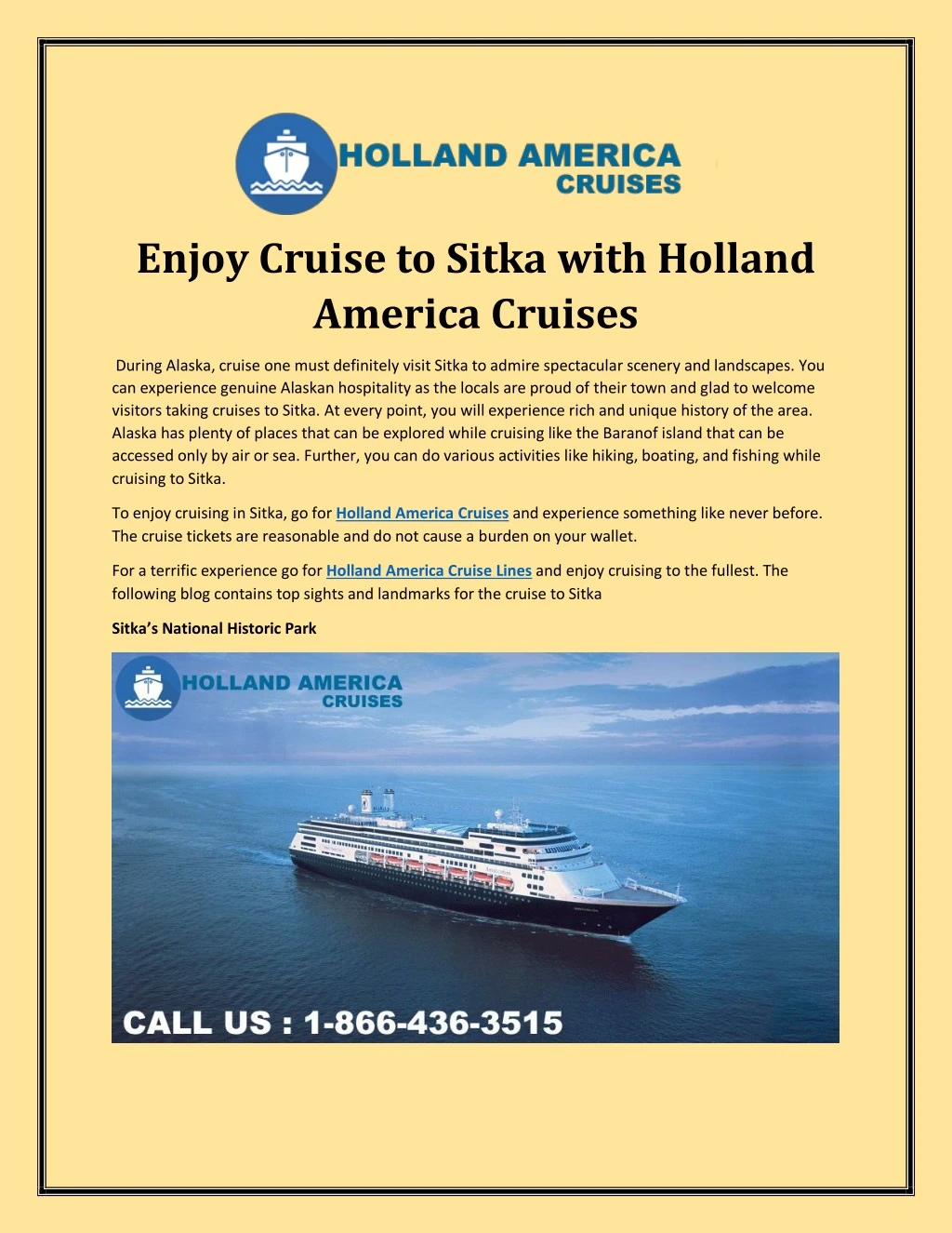enjoy cruise to sitka with holland america cruises