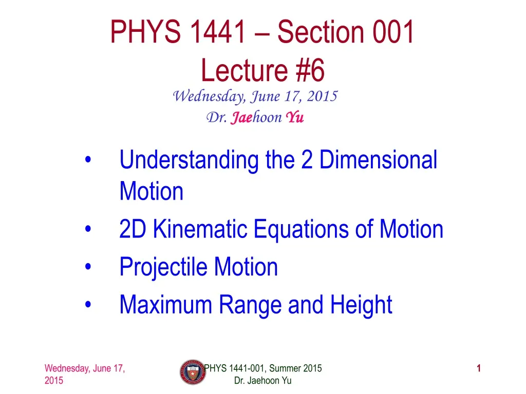 phys 1441 section 001 lecture 6