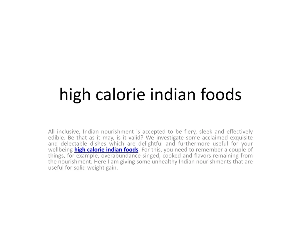 high calorie indian foods