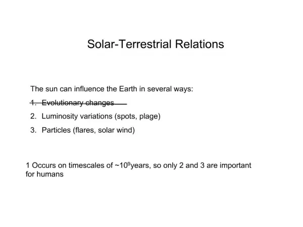 Solar-Terrestrial Relations