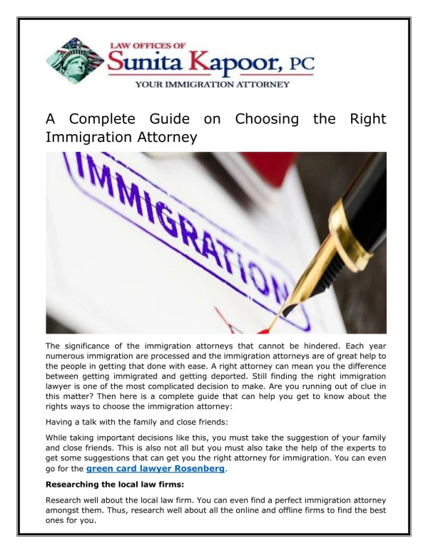 A Complete Guide on Choosing the Right Immigration Attorney