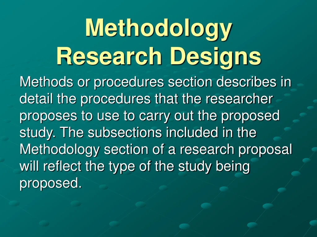 methodology research designs